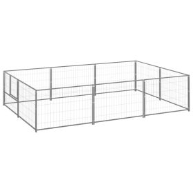 Dog Kennel Silver 64.6 ft² Steel