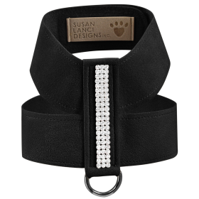 Susan Lanci Designs 3 Row Giltmore Crystals Tinkie Harness (Color: Black, size: large)