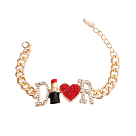 Dior-able Lipstick Gold Dog Necklace (size: small)