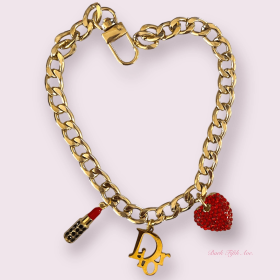 Dior-able Rhinestone Heart Charm Dog Necklace (size: small)