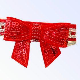 My Glam Holiday Bow Collar (Color: RED BOW, size: X Small)