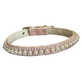 Pretty in Pink Pearl and Rhinestone Collar (Color: Pink, size: 10'')