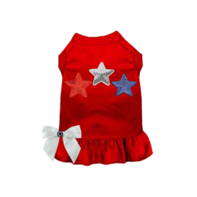 Red, White, & Blue Stars Tee/Dress (Color: Red, size: X Small)