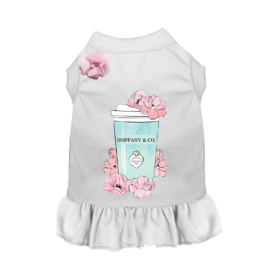 Sniffany and Coffee Dog Dress (Color: White, size: X Small)