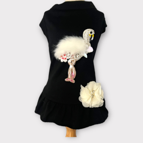 Beaded Fur and Rhinestone Flamingo- Dog Dress (size: X Small)