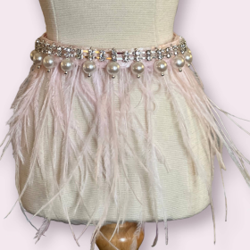 Feathers, Diamonds, & Pearls Glam Collar (size: 10'')