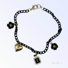 Black & Gold NO. 5 Heart Necklace (size: small)