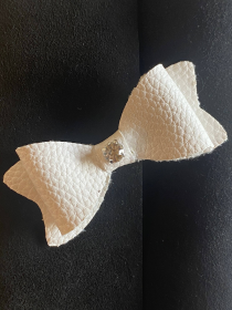 Leatherette Bling Bows (Color: White)