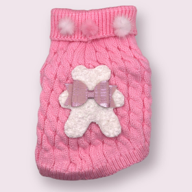 Terry Cloth Knit PomPom Bear Dog Sweater (size: XS)