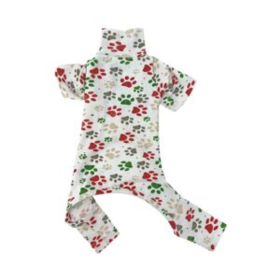 Christmas Paw Print PJ (Color: White, size: large)