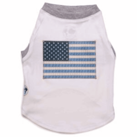 Denim Inspired American Flag Tee (Color: White, size: X-Small)