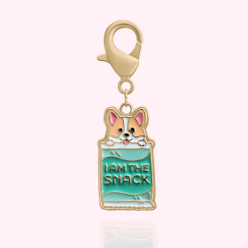 "I Am The Snack" Dog Collar Charm (Color: gold)