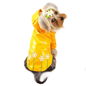 Polka Dots & Daisies Raincoat with Cotton Lining (Color: Yellow, size: XS)