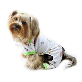 Knit Cotton Pajamas with Party Animals (Color: White, size: S)