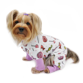 Ultra Soft Plush Minky Sweet Candies Pajamas (Color: White, size: S)