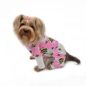 Ultra Soft Plush Minky Bumblebee & Flower Pajamas (Color: Pink, size: S)