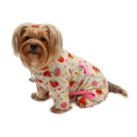 Yummy Strawberry Fleece Turtleneck Pajamas (Color: Yellow, size: XS)