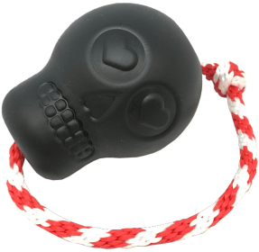 USA-K9 Skull Durable Rubber Chew Toy, Treat Dispenser, Reward Toy, Tug Toy, and Retrieving Toy (Color: Black, size: large)